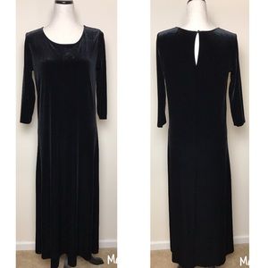 Joan Vass Maxi Long Sleeve Velvet Velour Dress